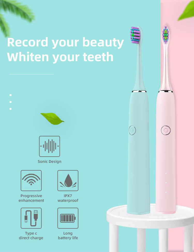 Luxury Gift - SONIC Electric Toothbrush with 2 Toothbrush Heads - Ultrasonic Electric Toothbrush