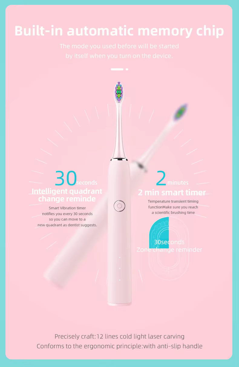 Luxury Gift - SONIC Electric Toothbrush with 2 Toothbrush Heads - Ultrasonic Electric Toothbrush