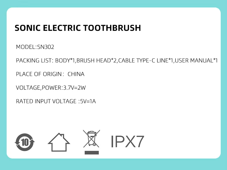 Luxury Gift - SONIC Electric Toothbrush with 2 Toothbrush Heads - Ultrasonic Electric Toothbrush