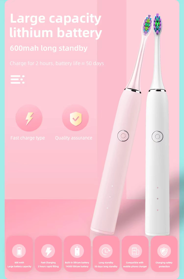 Luxury Gift - SONIC Electric Toothbrush with 2 Toothbrush Heads - Ultrasonic Electric Toothbrush
